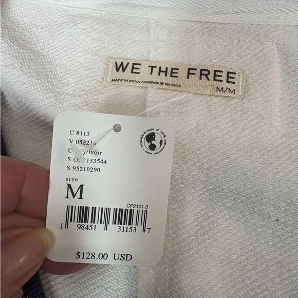 We The Free Free People Ivory Ivy Oversized V-Neck Sweater Vest Size Medium NWT - Picture 9 of 13